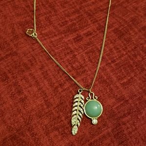 Leaf and blue stone necklace with Matt 17:20